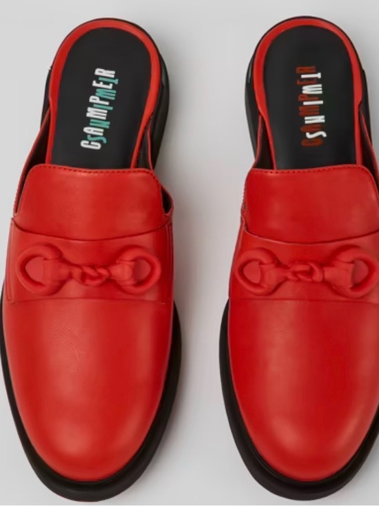 Camper Shoes - NWOT Camper Red Leather Slip-On Bit Loafers for Women